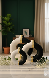 Black and White donut vase- set of 3